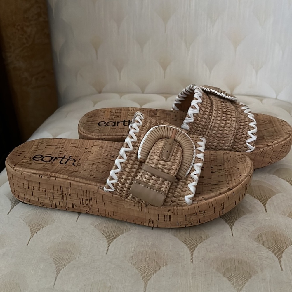 Only Worn Once! Cork And Raffia Slides - image 4